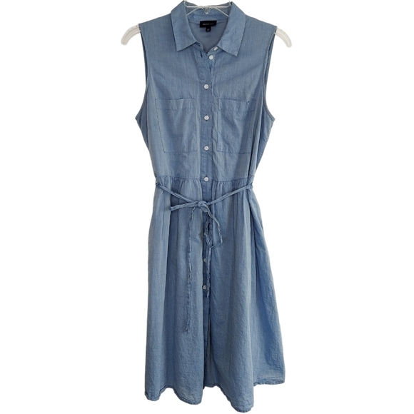 Who What Wear A-Line Shirt Dress Medium Sleeveless Lined Button Front Tie Back - Picture 4 of 16